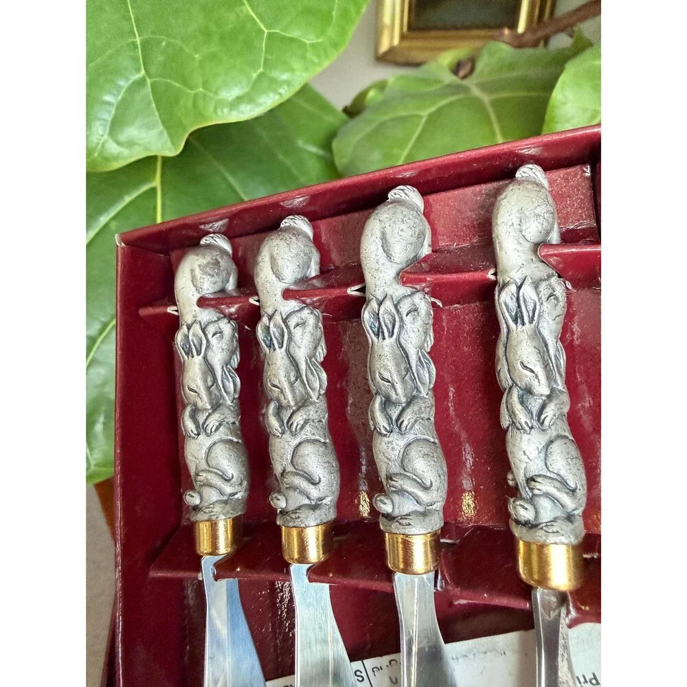 Set of 4 Bunnies Cheese or Butter Spreaders by Arthur Court